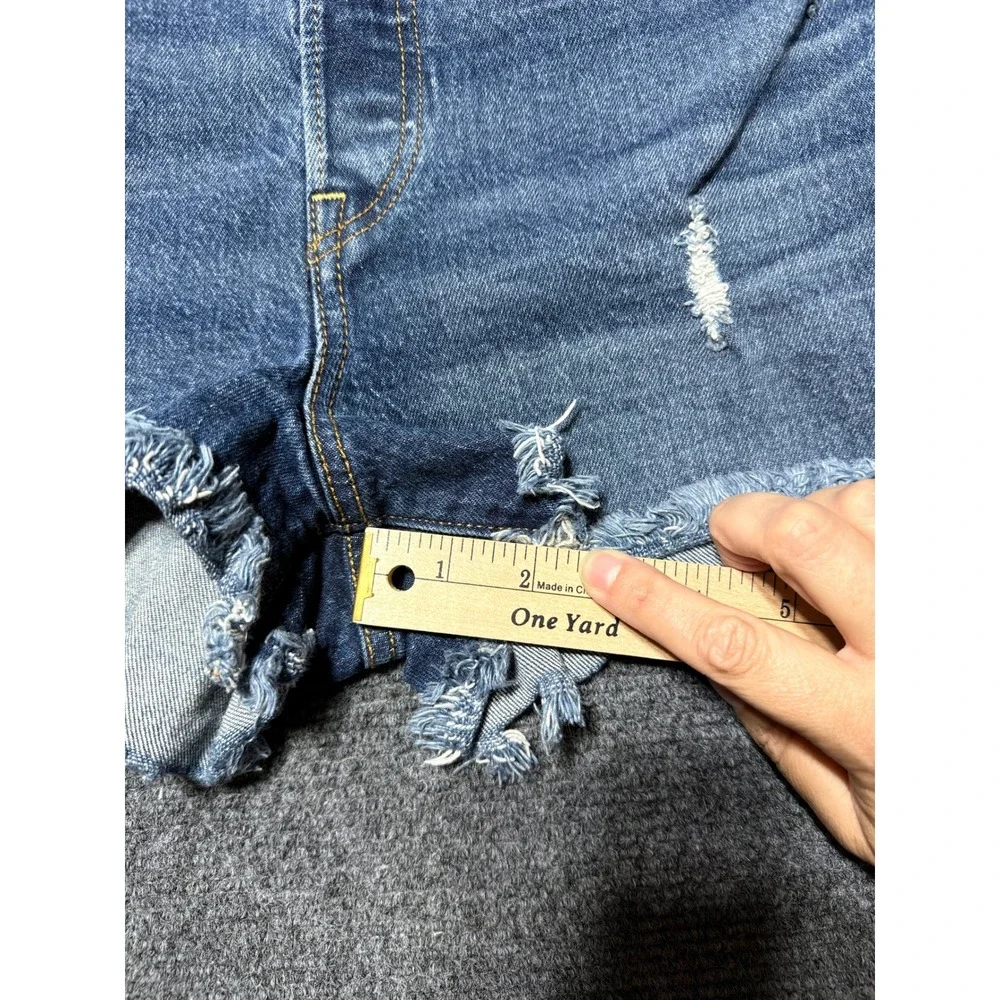 Levi's Premium 501 Original Shorts Women 27 Blue Excellent Distressed Cut Off